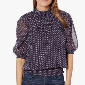 Ramy Brook Women's Geo Print Avelina Short Sleeve Mock Neck Top